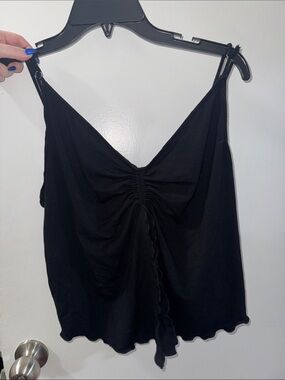 H&M Black Ruched V-Neck Camisole